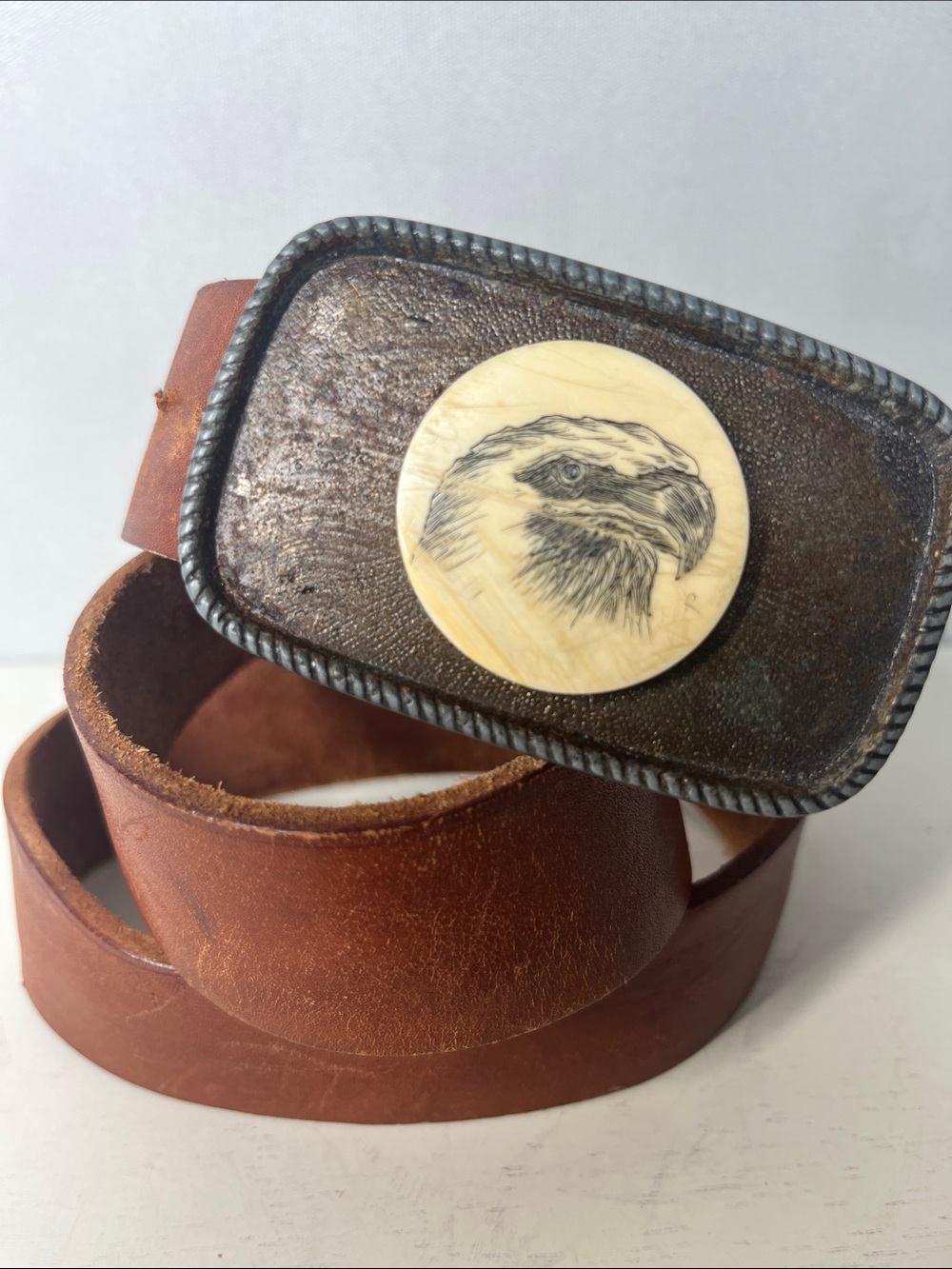 Vintage Leather Eagle Belt